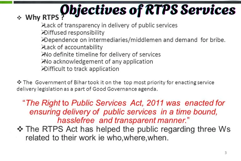Objectives of RTPS Services