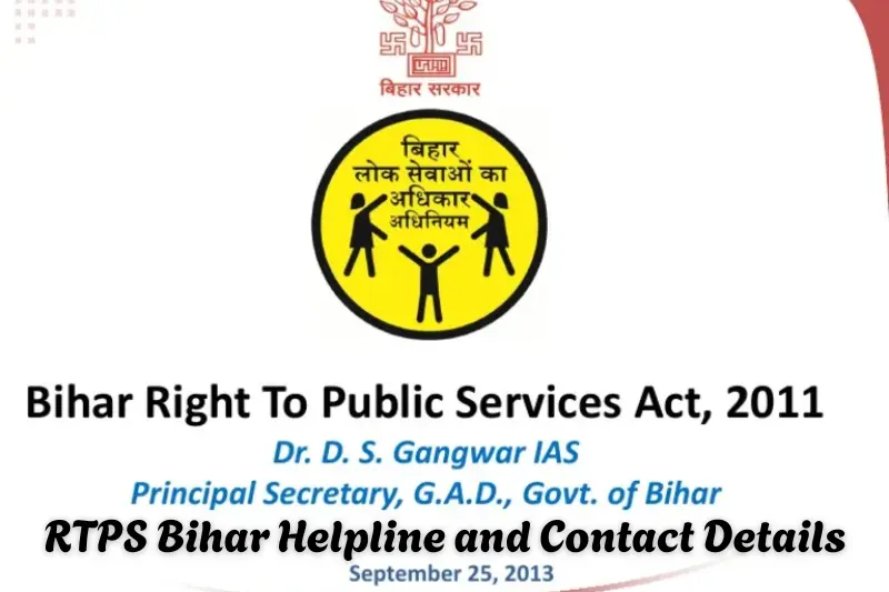 RTPS Bihar Helpline and Contact Details